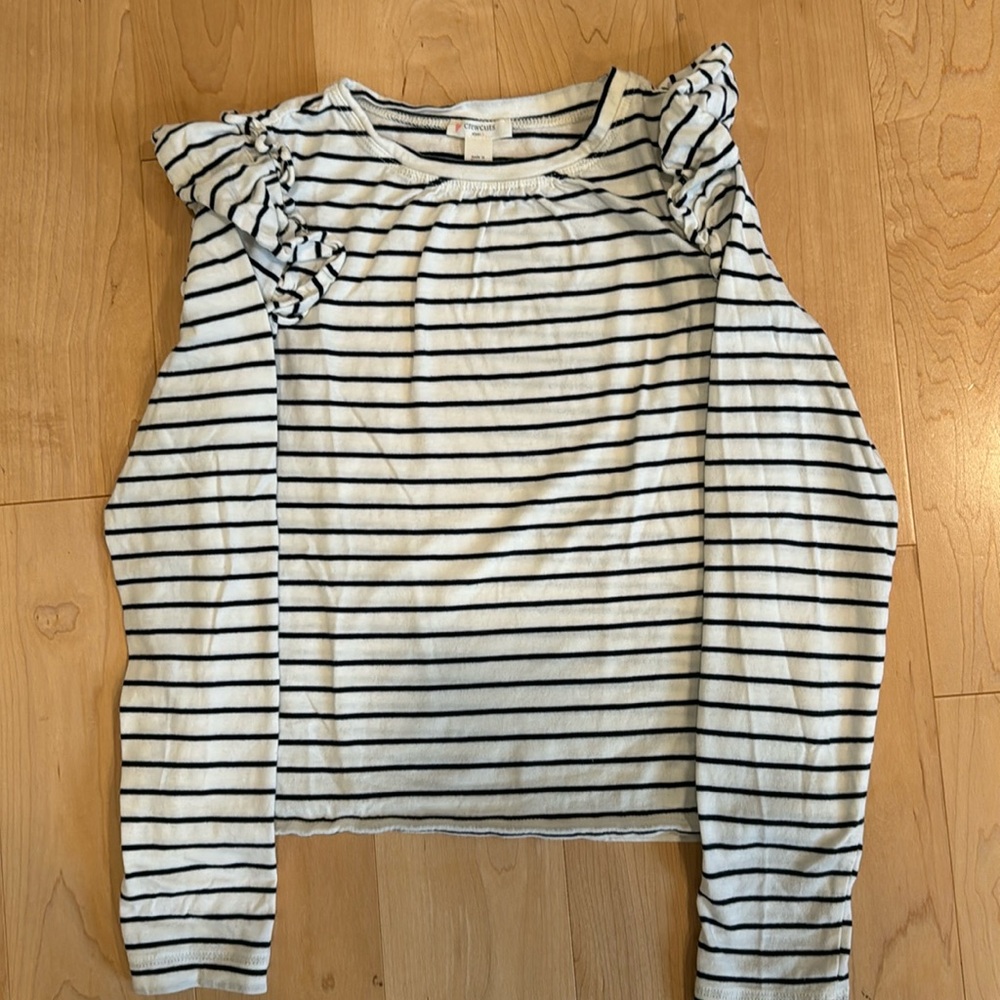 Girls Jcrew crewcuts navy/white long sleeve shirt size 10